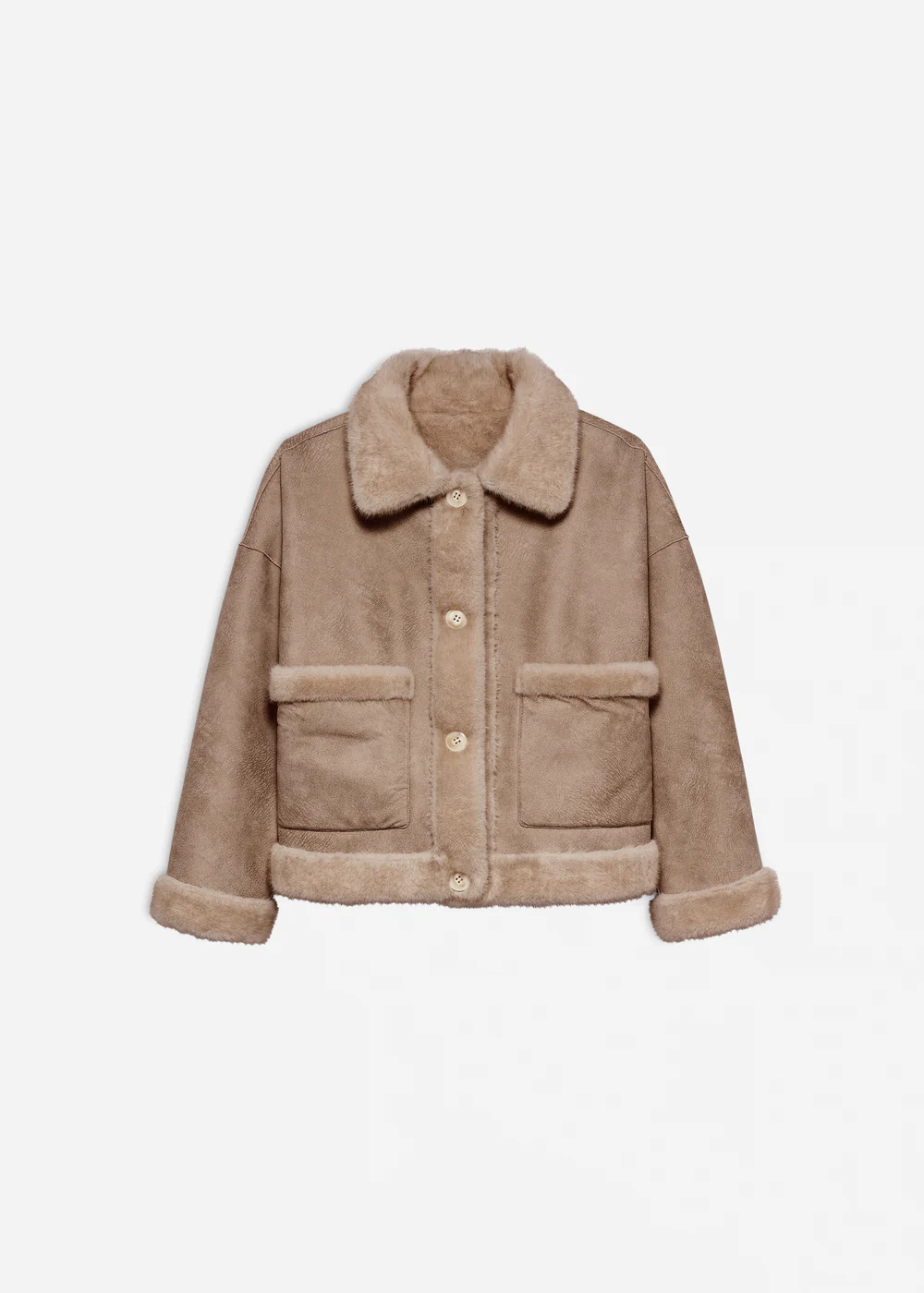 Studio AR Faje faux mink jas Camel