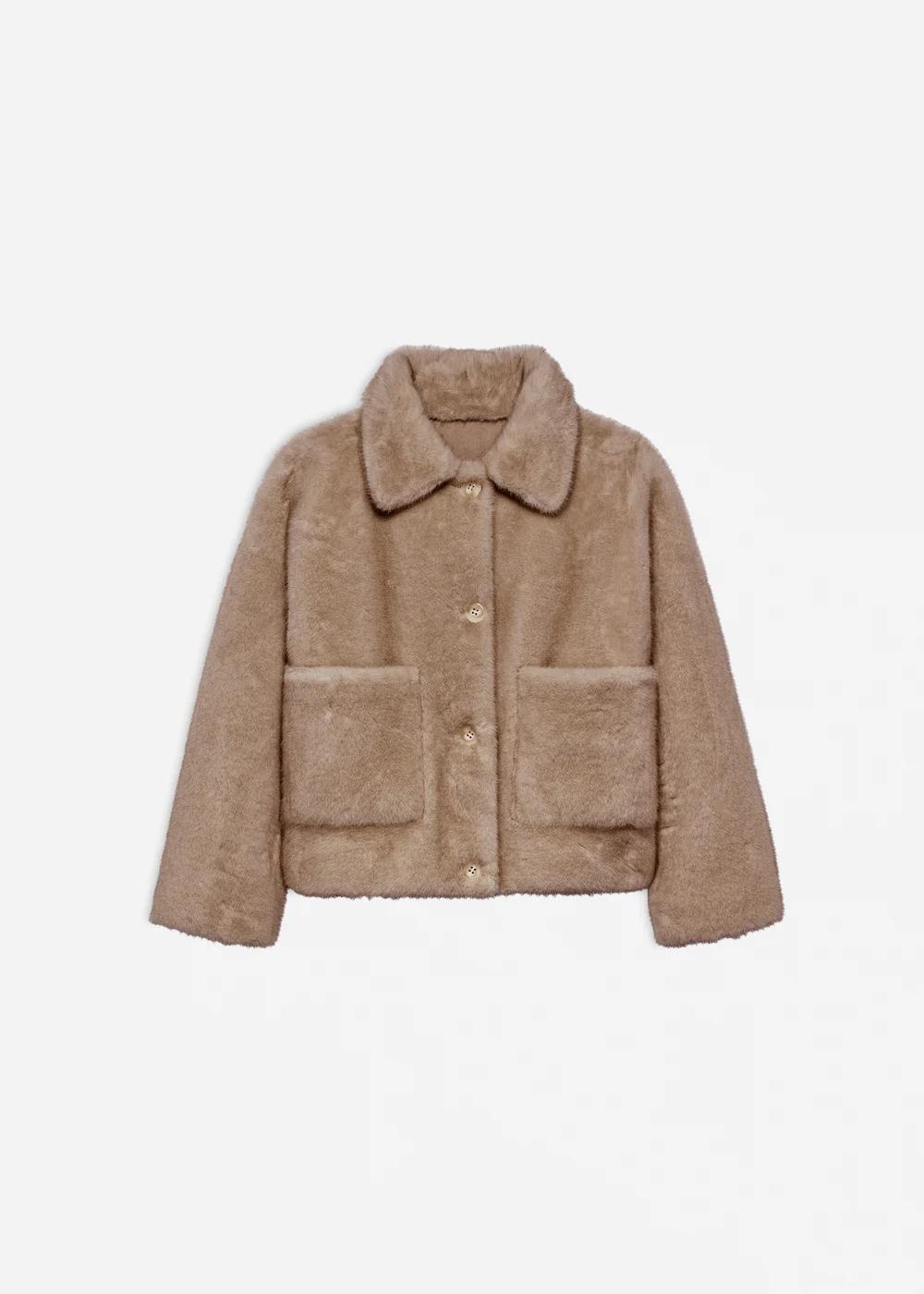 Studio AR Faje faux mink jas Camel