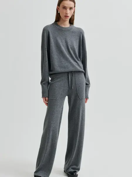 Second Female Calm knit pants Grey melange
