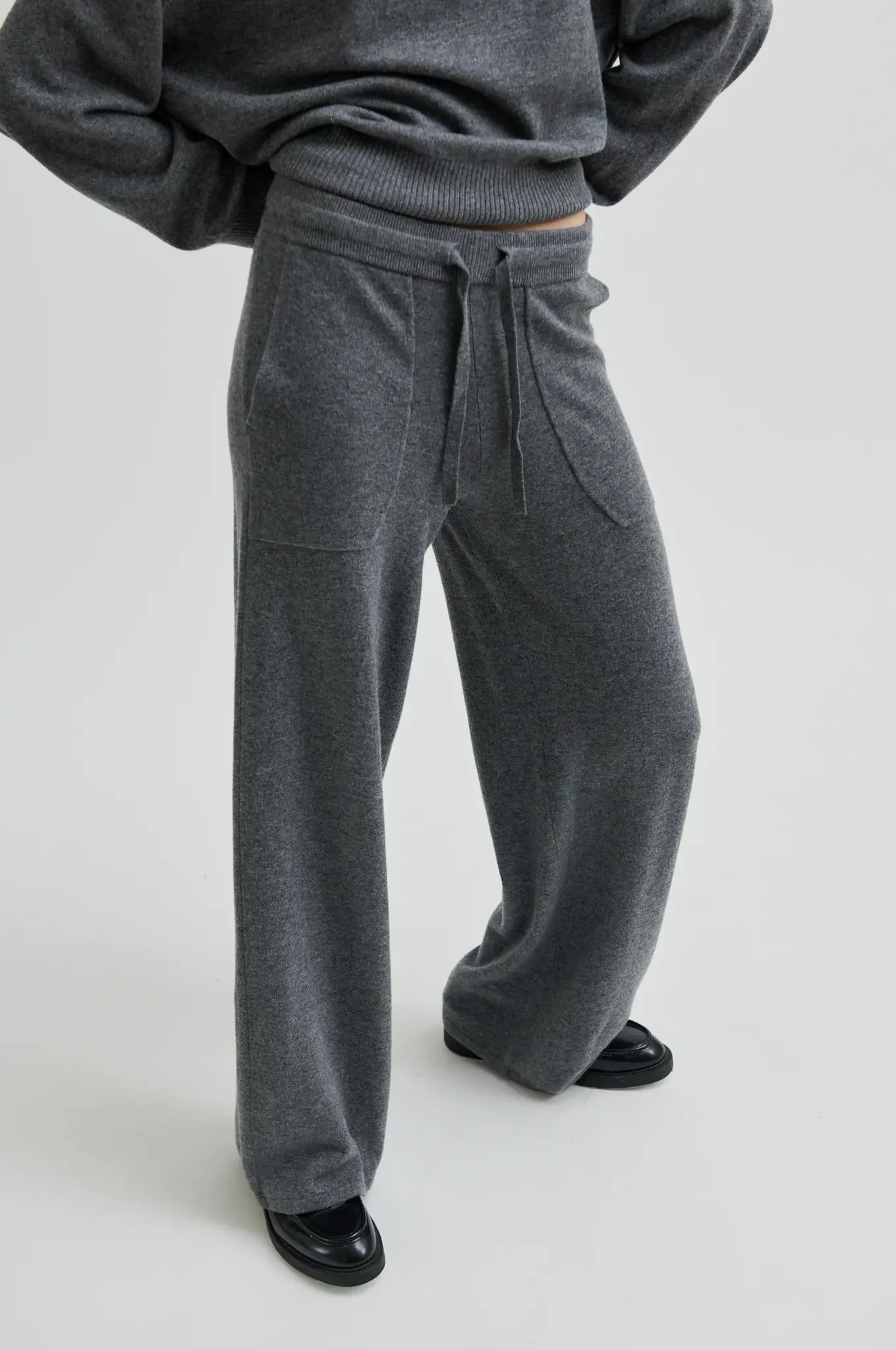 Second Female Calm knit pants Grey melange