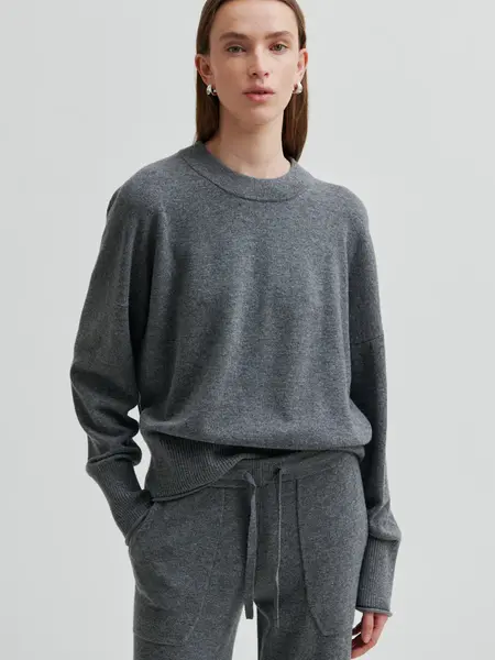 Second Female Calm knit O-neck Grey melange
