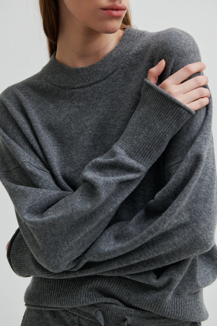 Second Female Calm knit O-neck Grey melange