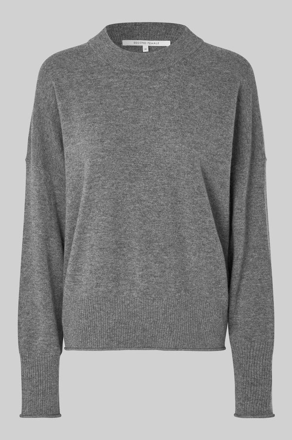 Second Female Calm knit O-neck Grey melange