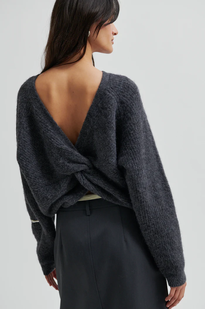 Second Female Flare knit Dark grey melange