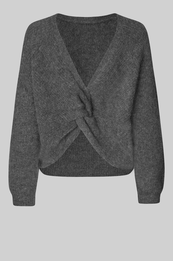 Second Female Flare knit Dark grey melange