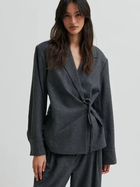 Second Female Milea wrap shirt Dark grey melange