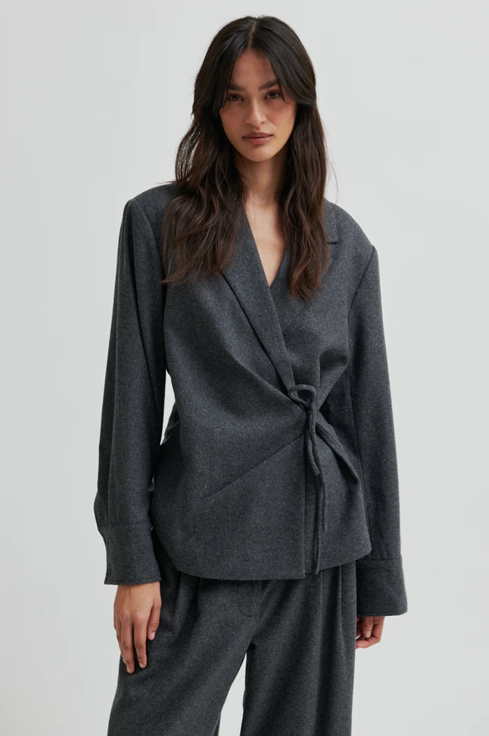 Second Female Milea wrap shirt Dark grey melange