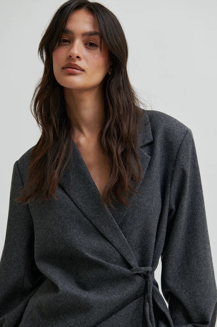 Second Female Milea wrap shirt Dark grey melange