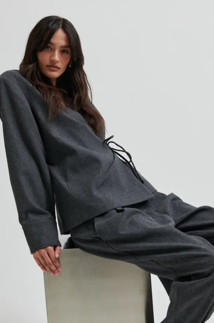 Second Female Milea wrap shirt Dark grey melange