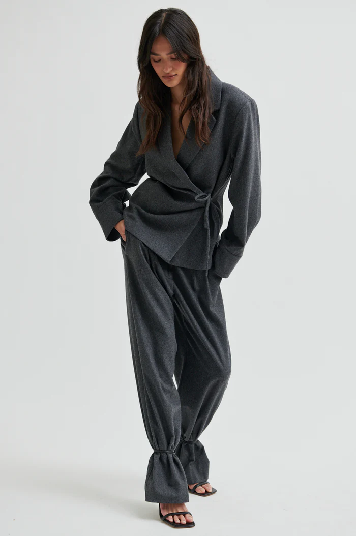 Second Female Milea wrap shirt Dark grey melange