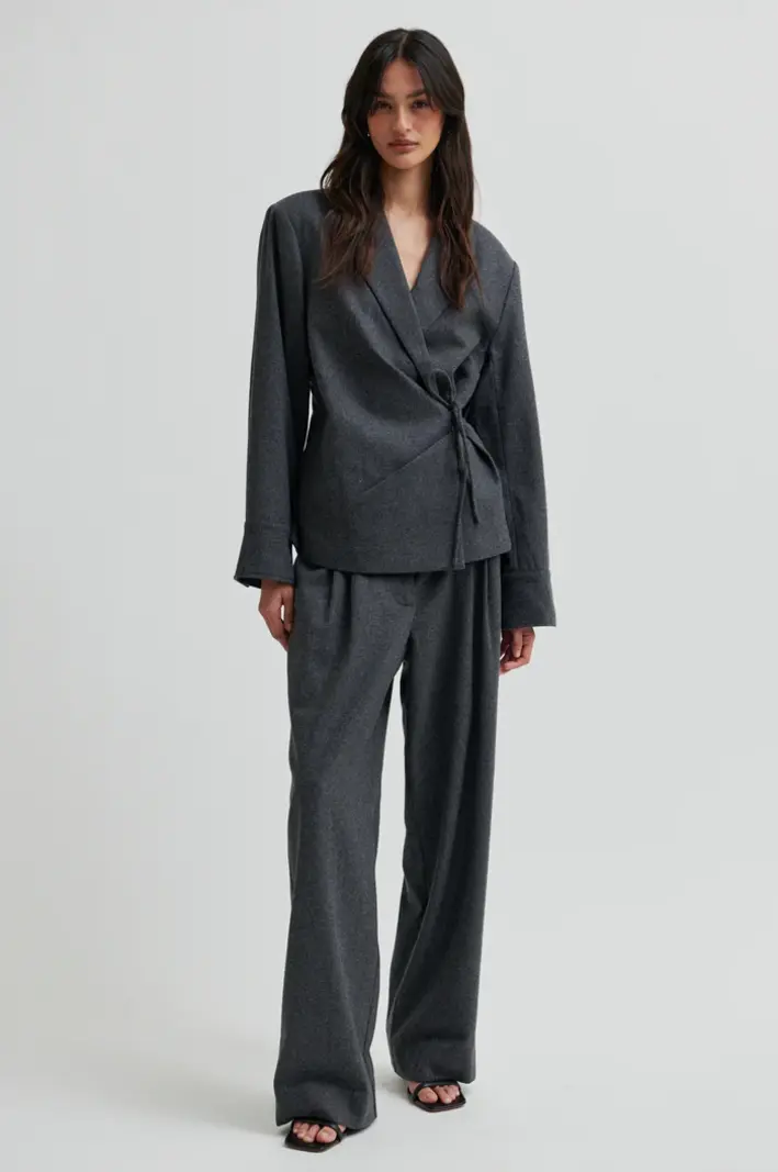 Second Female Milea wrap shirt Dark grey melange