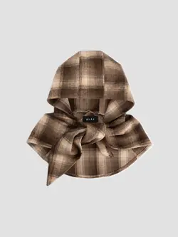 OLAF Wool hooded scarf Check