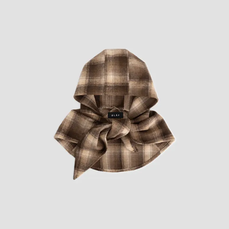 OLAF Wool hooded scarf Check