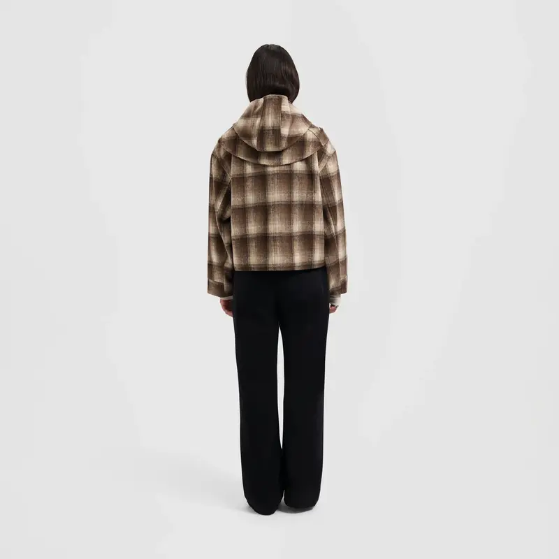 OLAF Wool hooded scarf Check