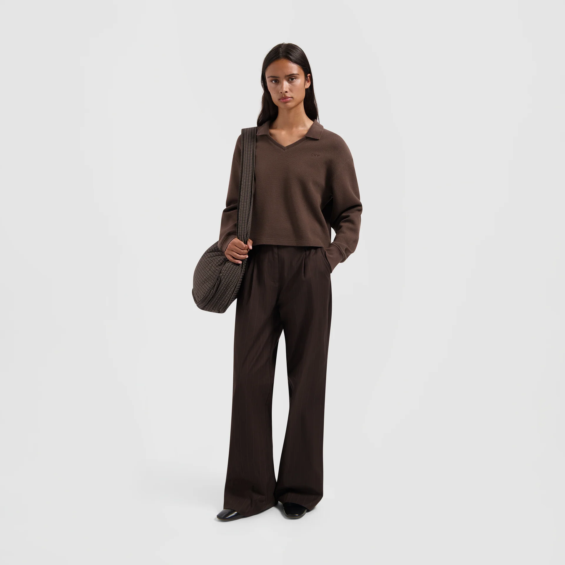 OLAF Pintstripe tailord trousers Hot fudge