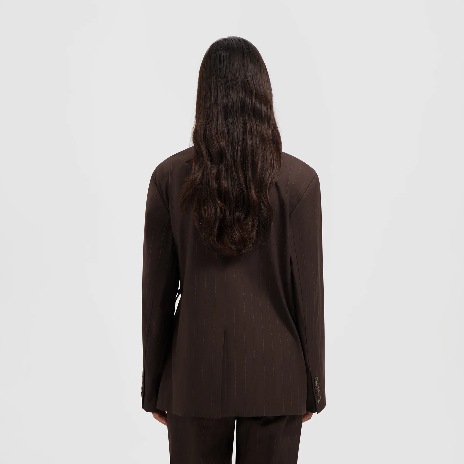 OLAF Pinstripe tie detail blazer Hot fudge