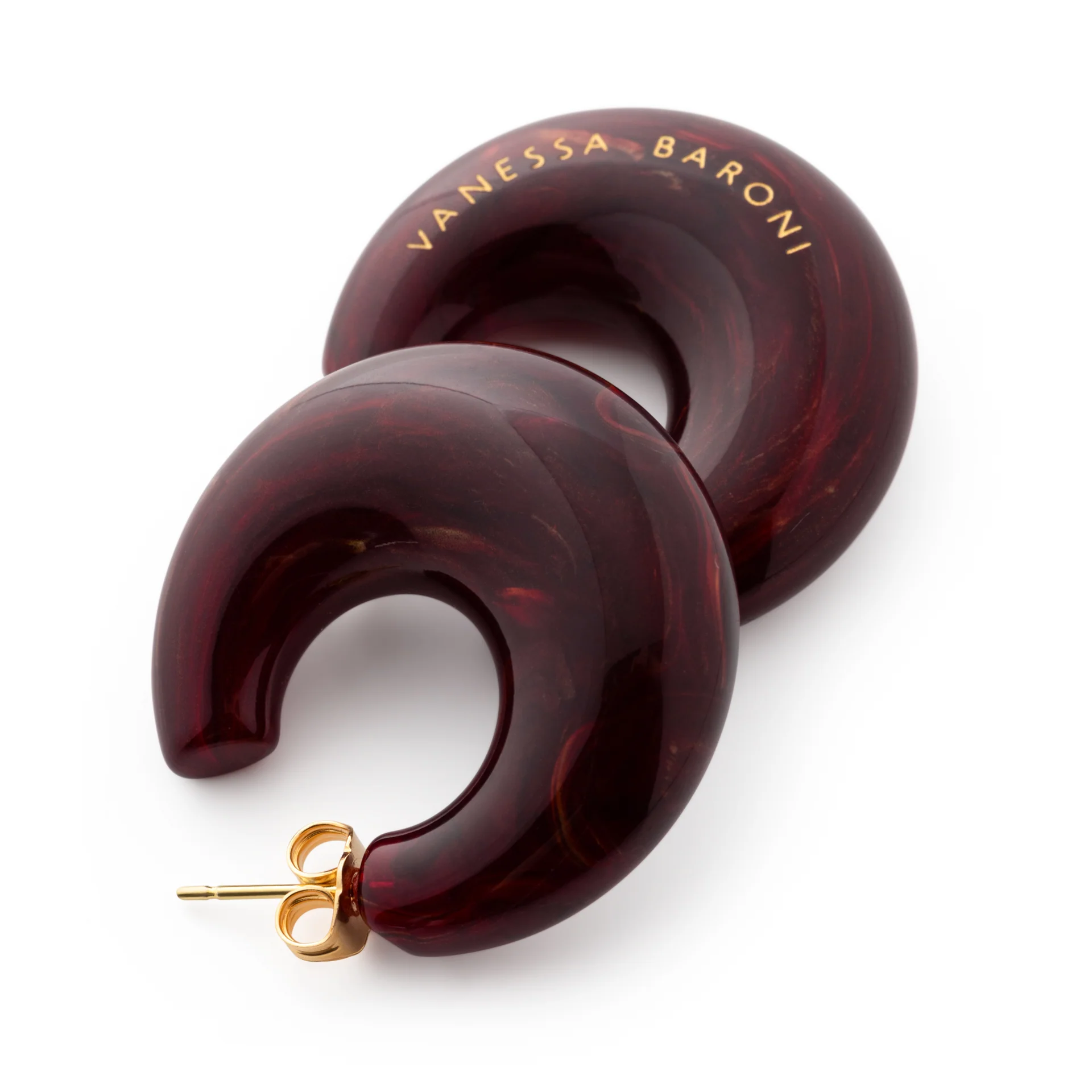 Vanessa Baroni Moon earring bordeaux marble