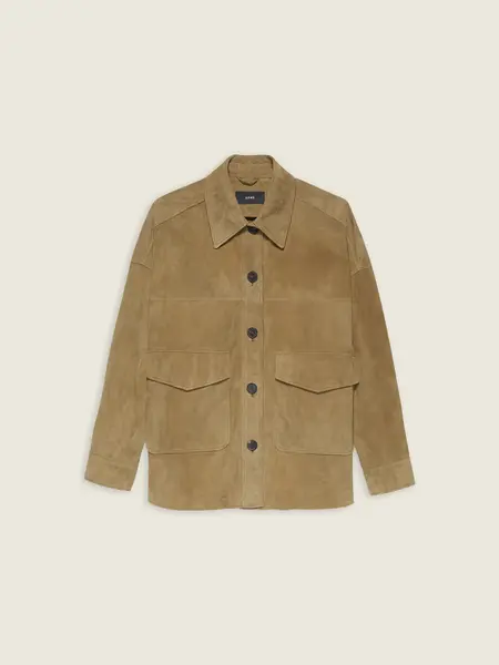 Arma Kaylee lamb suede shirt jacket Olive