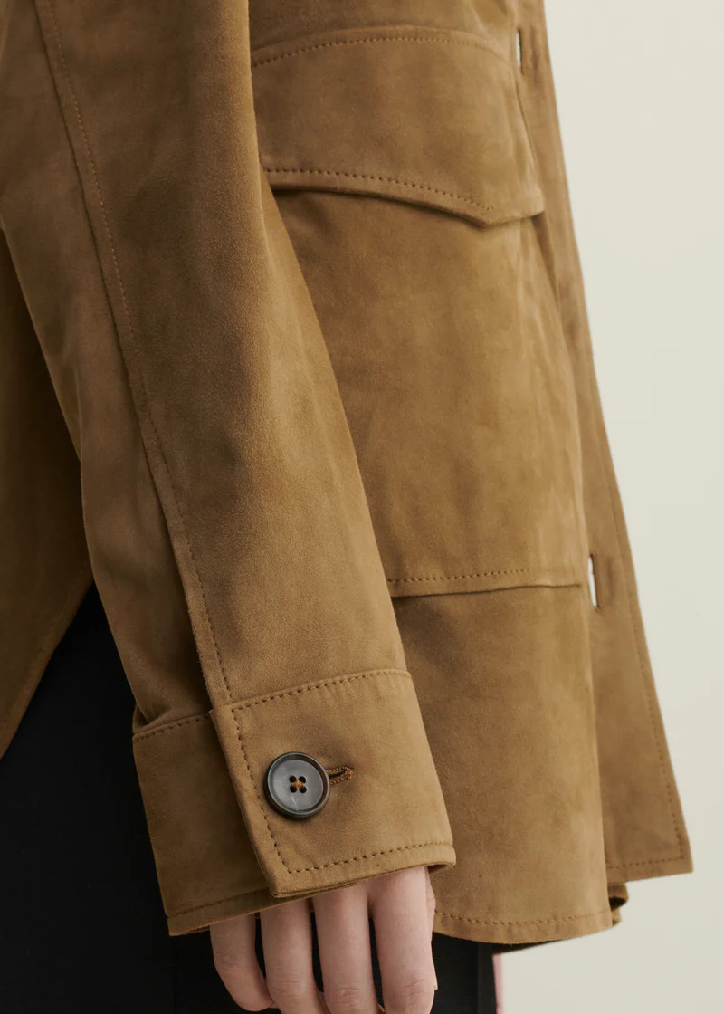 Arma Kaylee lamb suede shirt jacket Olive