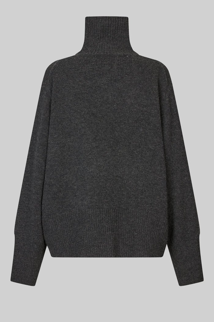 Second Female Alpha knit T-neck Mid Charcoal gray