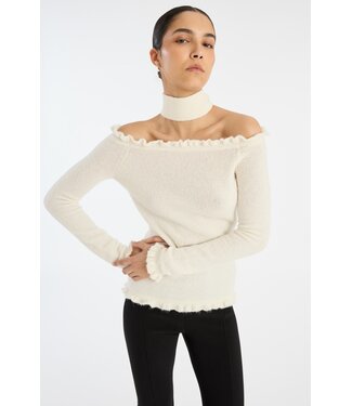ROTATE Knit off-shoulder top Egret