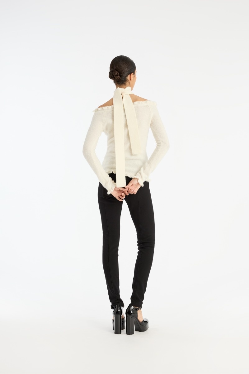 ROTATE Knit off-shoulder top Egret