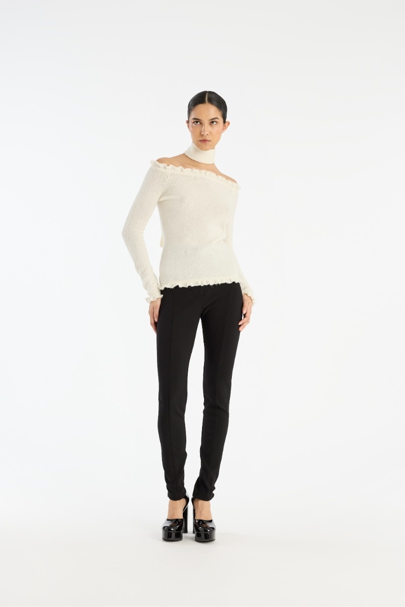ROTATE Knit off-shoulder top Egret