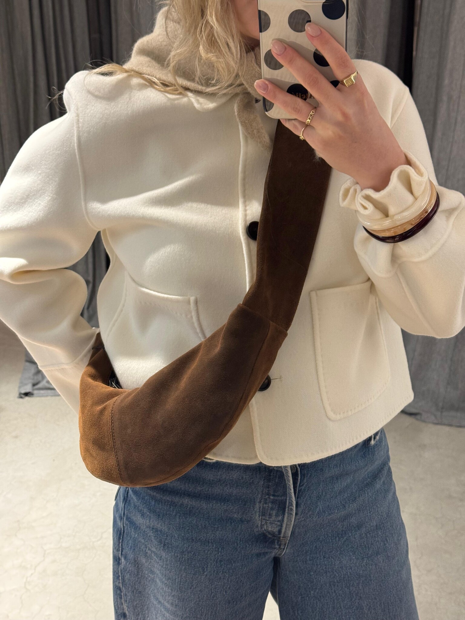 NONA Banana bag XS Dark brown suede