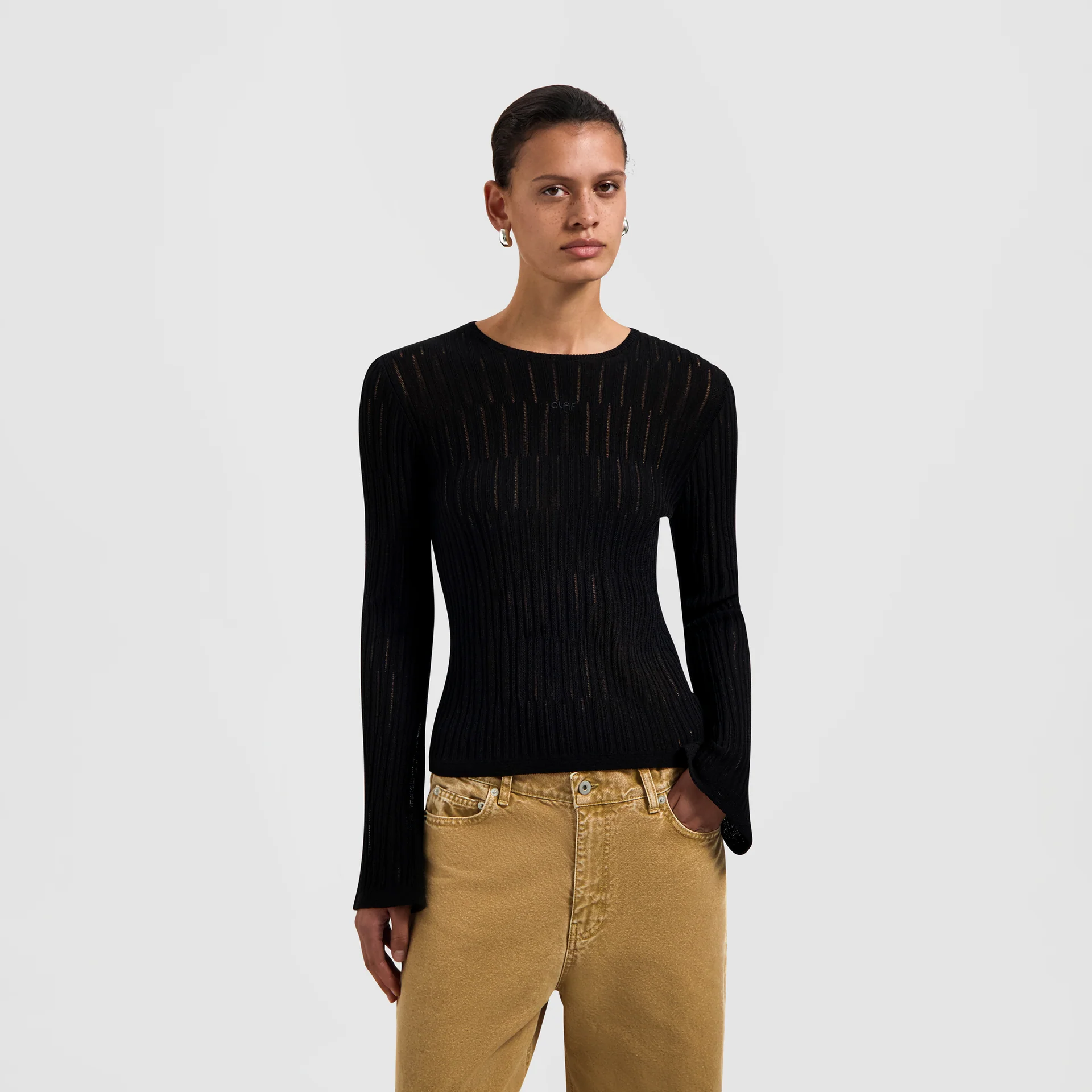 OLAF Retro logo wide sleeve knit Black