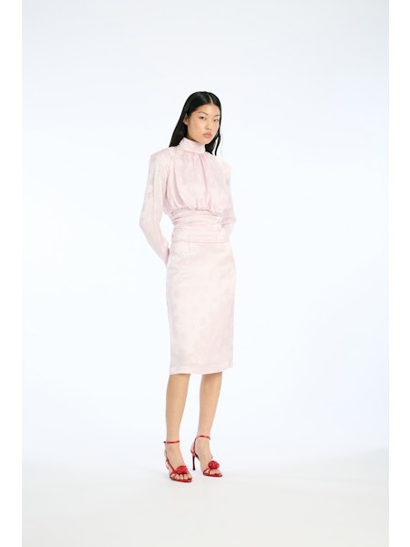 ROTATE Jacquard pencil skirt Orchid ice