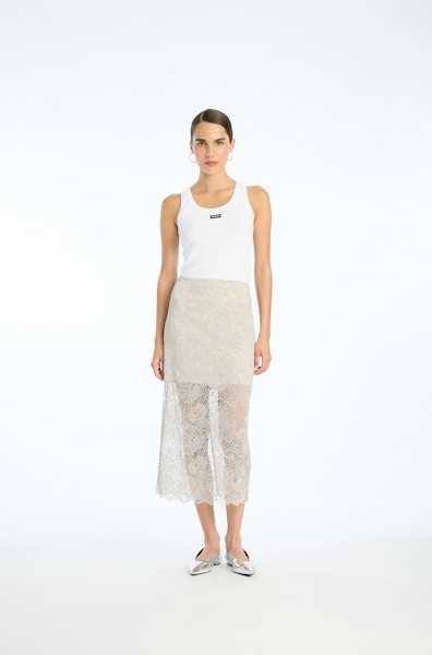 ROTATE Ruffle hem tank top Bright white