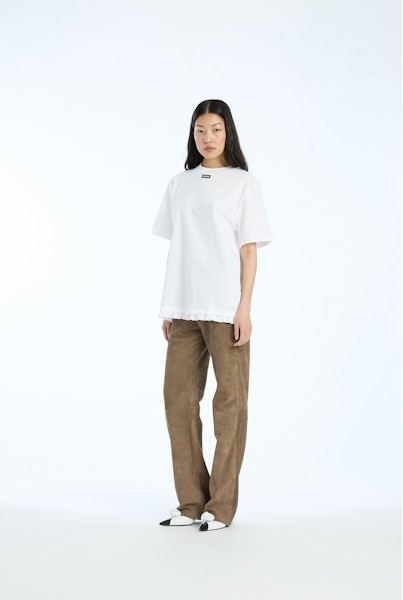 ROTATE Large t-shirt w/ ruffle Bright white