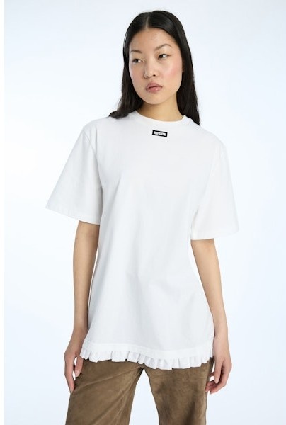 ROTATE Large t-shirt w/ ruffle Bright white