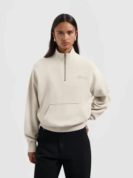 OLAF WMN retro logo hals zip sweat Cement