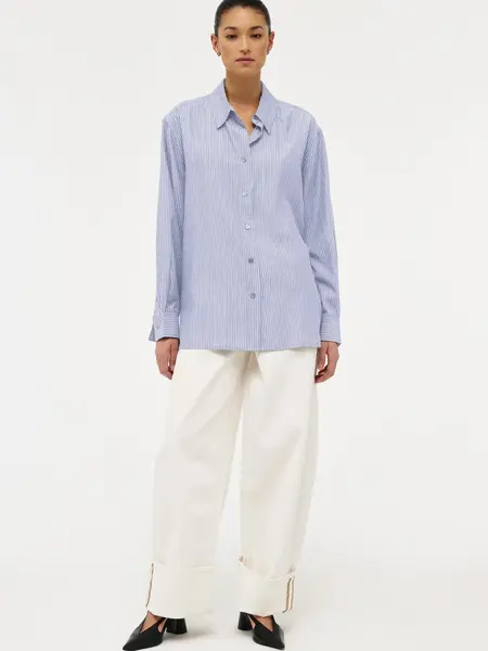 Neuw Mirage drape shirt stripe French navy