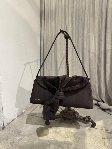 ROTATE Suede knot scarf bag Chocolate torte