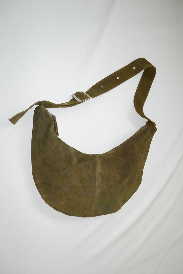 NONA Buckle banana bag XXL Olive suede
