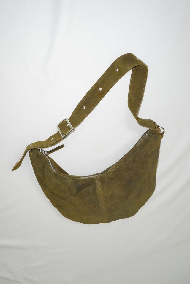 NONA Buckle banana bag XXL Olive suede