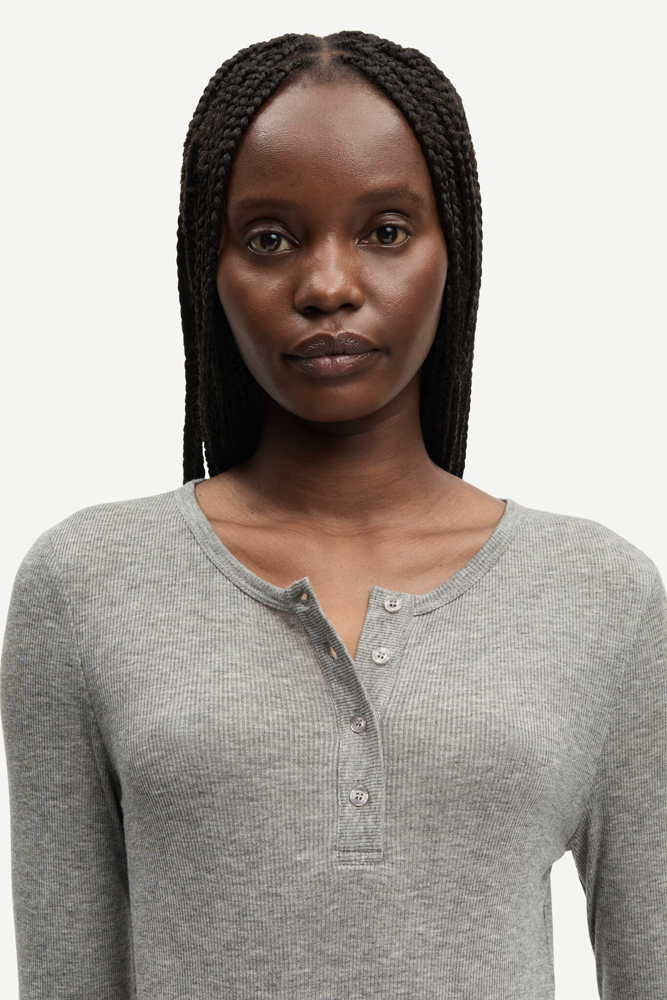 Samsoe Samsoe Sadodo ls top Mid grey mel.