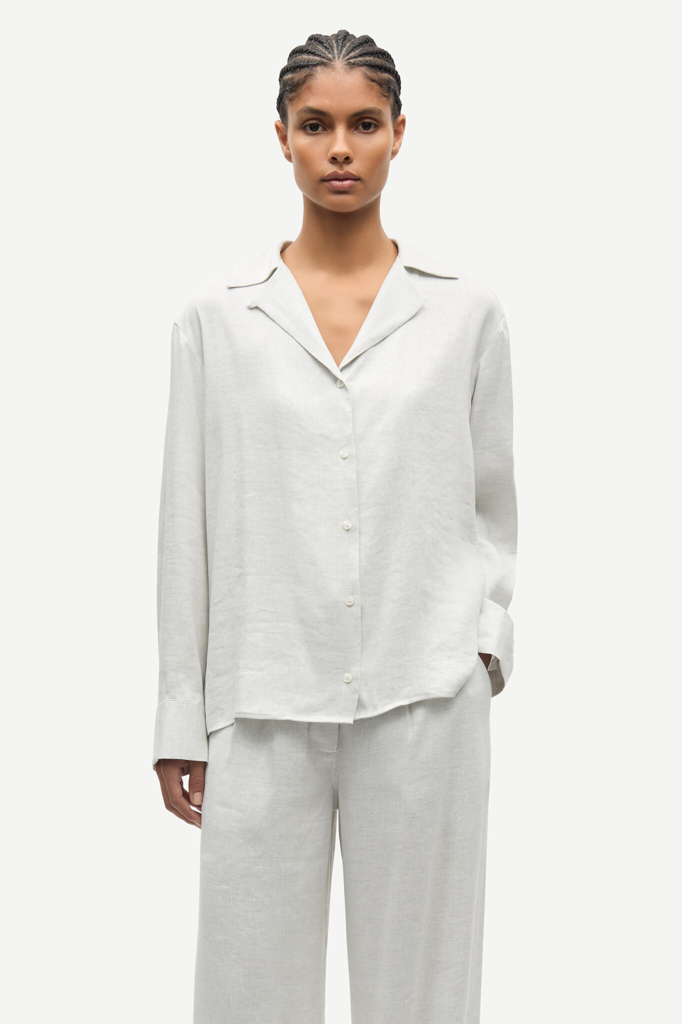 Samsoe Samsoe Saiben shirt Light grey mel.