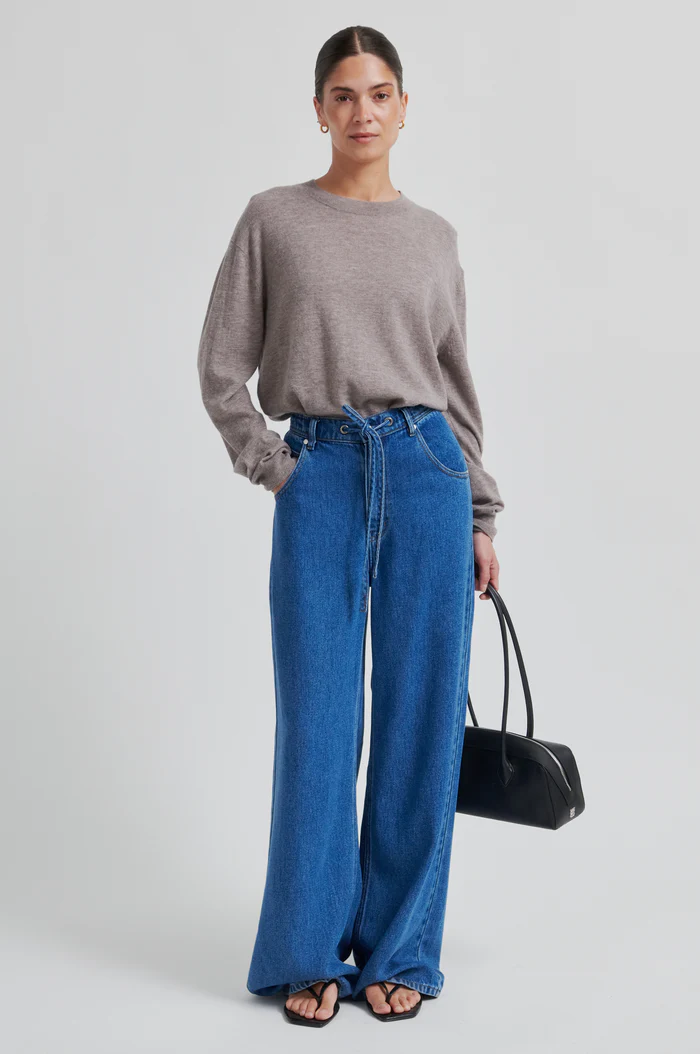 Second Female Claro knit O-neck Mid brown melange