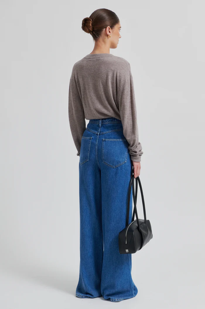 Second Female Claro knit O-neck Mid brown melange