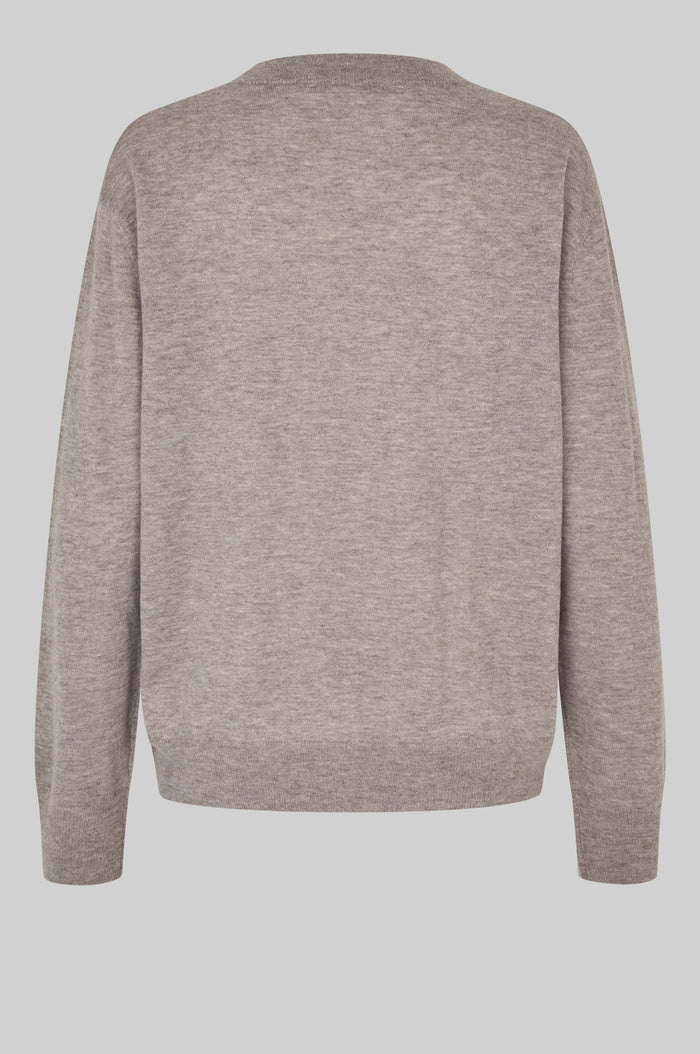 Second Female Claro knit O-neck Mid brown melange