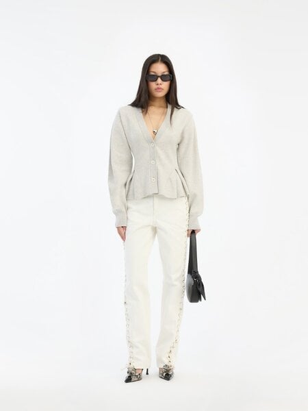 ROTATE Peplum knit cardigan Pumice stone