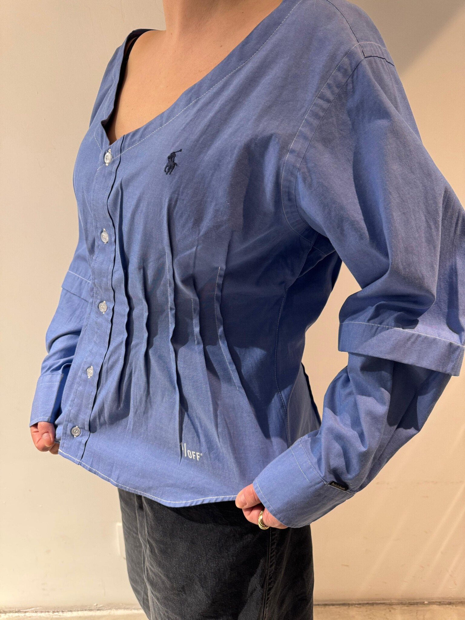 1/OFF Shirt tailored contrast stitch Blue