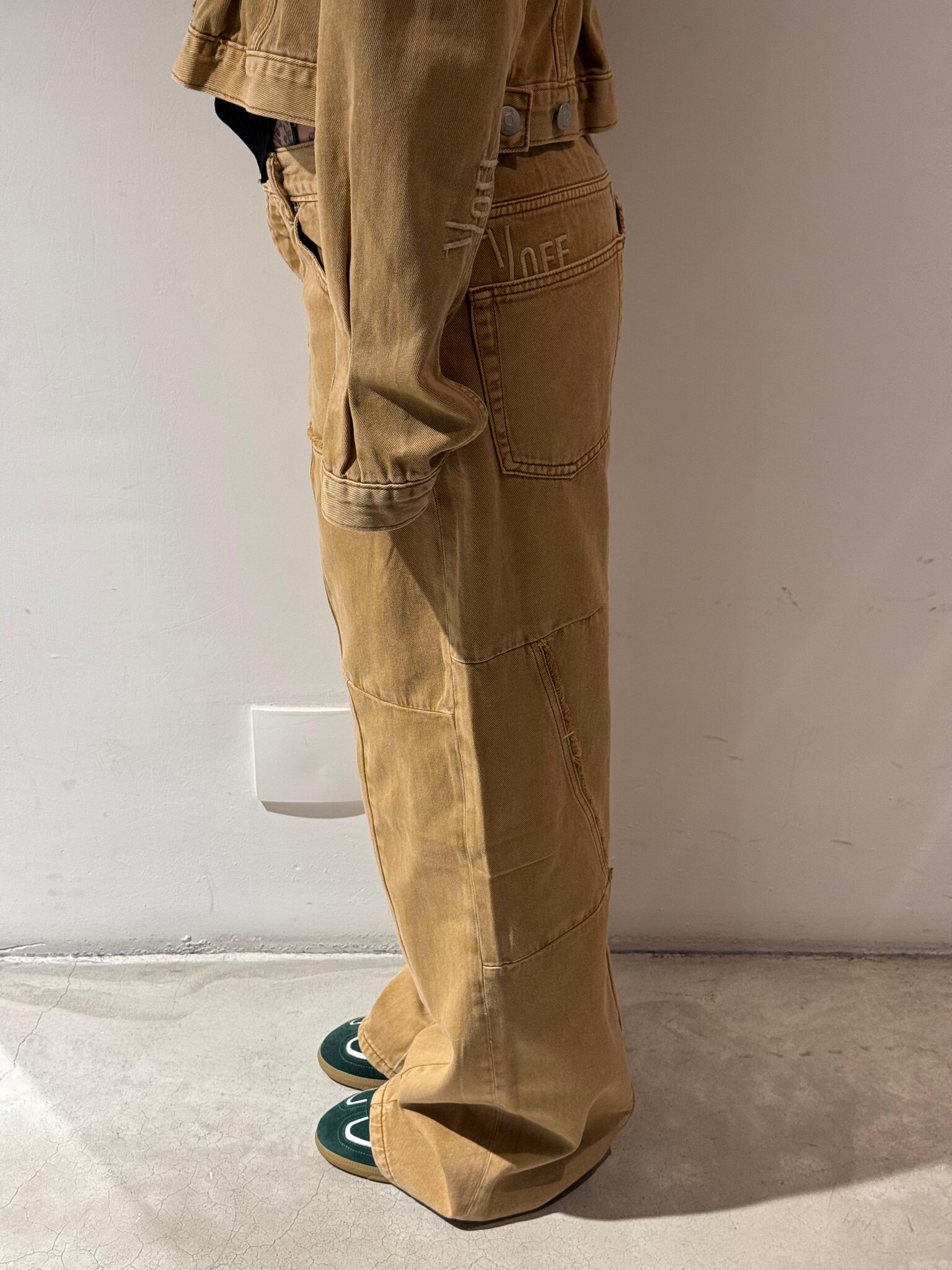 1/OFF Denim baggy patched jeans Bleached sun