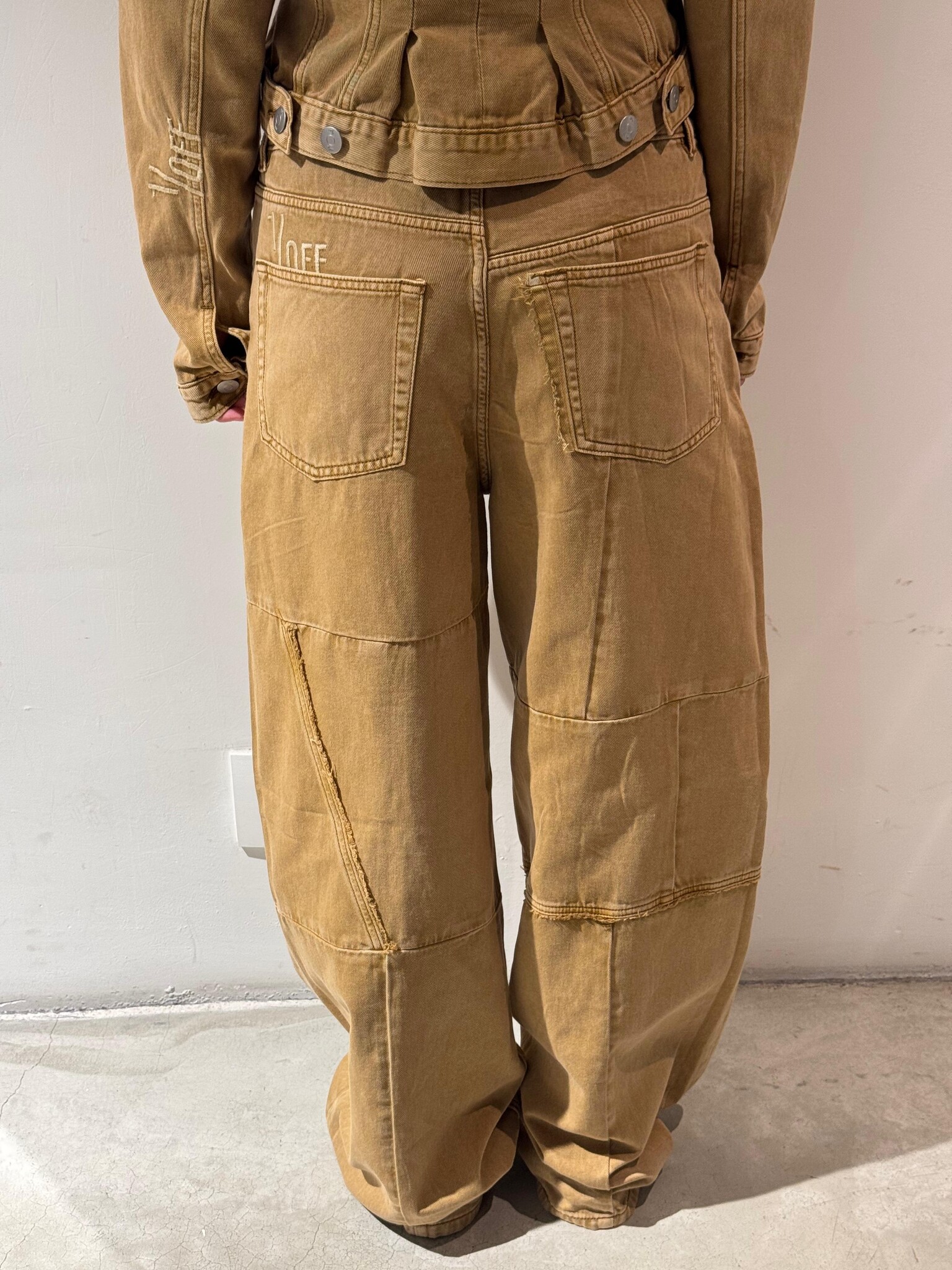 1/OFF Denim baggy patched jeans Bleached sun