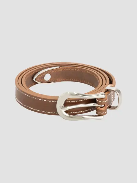 OLAF Contrast stitch leather belt Medal bronze
