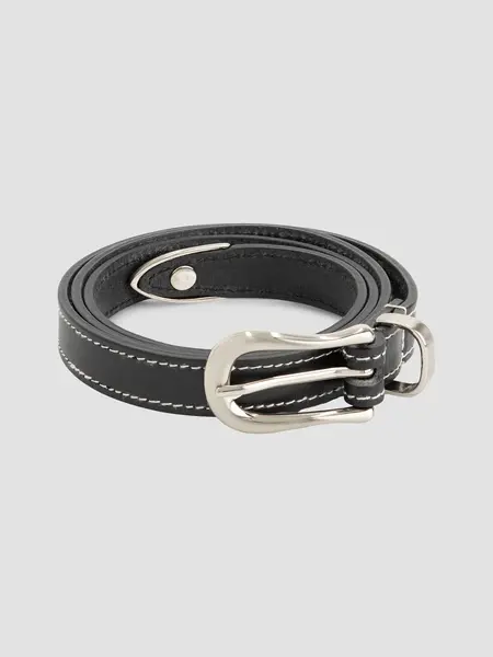 OLAF Contrast stitch leather belt Black