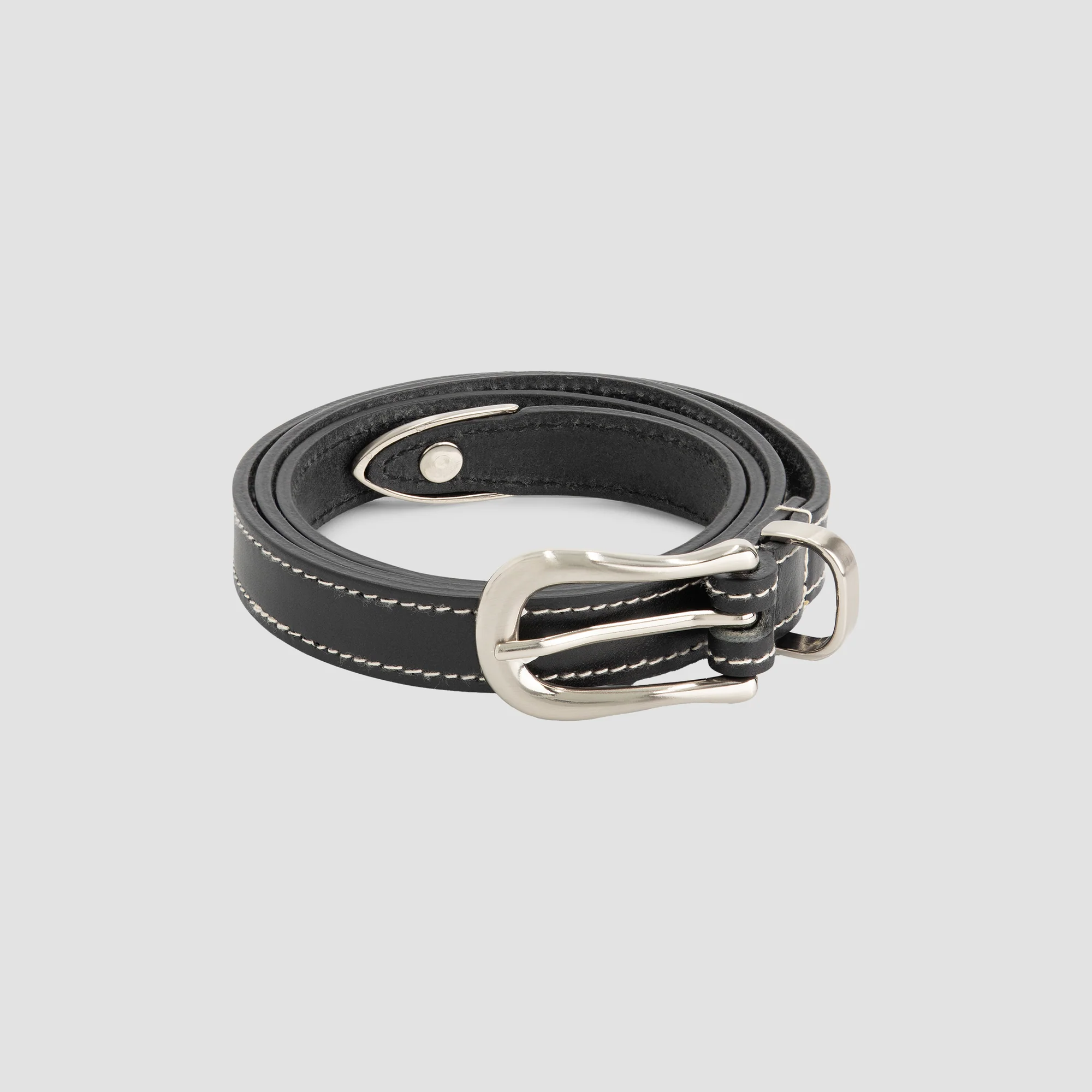 OLAF Contrast stitch leather belt Black